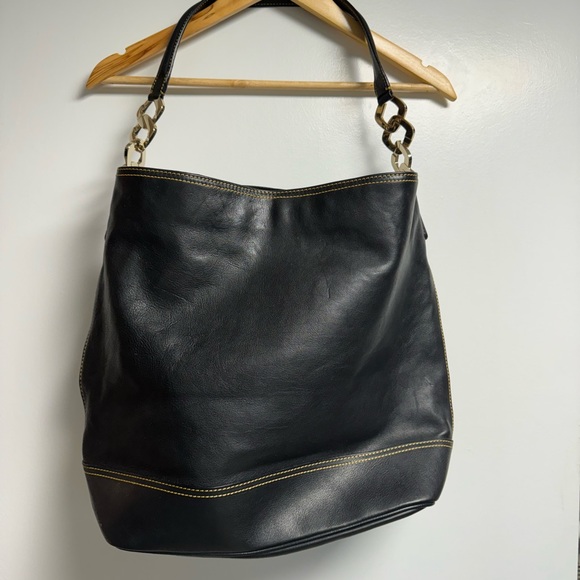 Vintage Ann Klein genuine black leather SoHo Bag - Picture 1 of 5